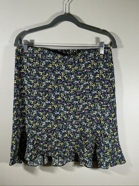 LOFT Outlet Floral Ruffle Hem Mini Skirt Size Medium NWT